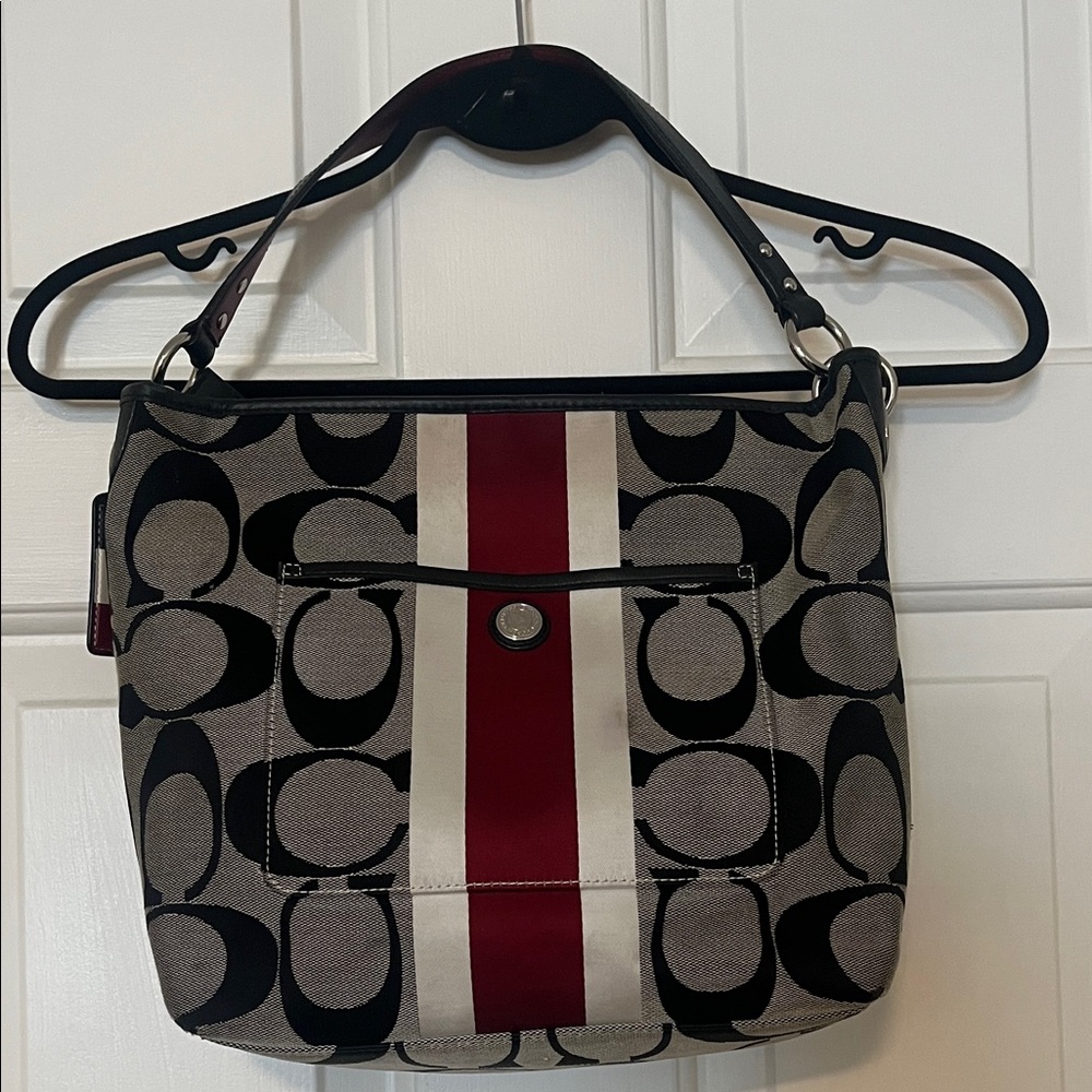 Coach Hampton’s Weekend Signature Stripe Shoulder/Crossbody Bag - 10055 - Red